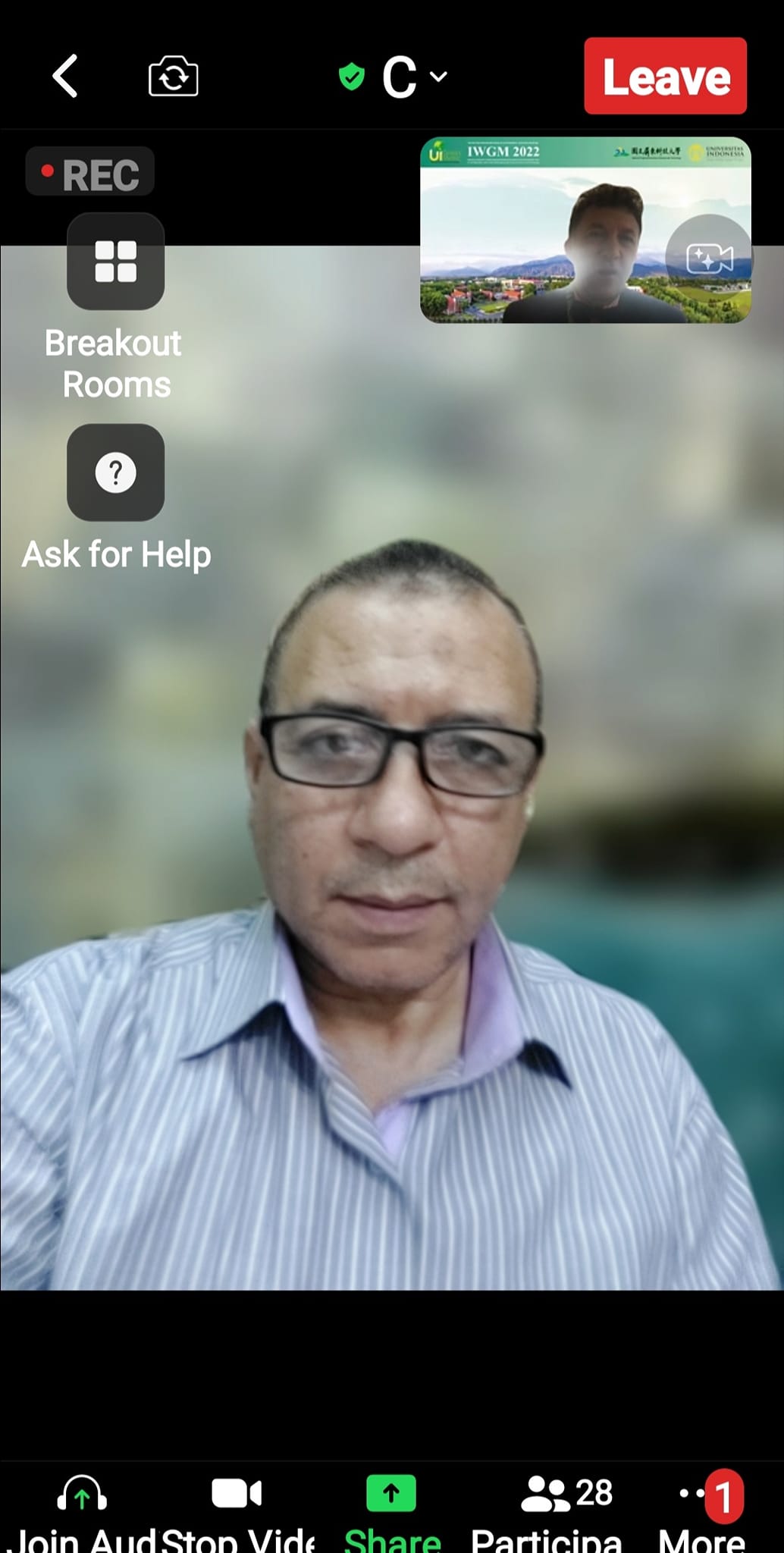 المشاركة الآن Live في ورشة العمل الدولية في تايوان عن الاستدامة والتصنيف الدولي للجامعات المستدامة (IWGM 2022) ممثلا لجامعة سوهاج